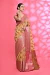 Buy_Nazaakat by Samara Singh_Beige Cotton Silk Woven Leaf Butti Motif Pattern Saree With Running Blouse_Online_at_Aza_Fashions