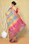 Shop_Nazaakat by Samara Singh_Multi Color Saree Banarasi Cotton Silk Woven Geometric With Running Blouse_at_Aza_Fashions