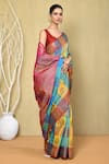 Buy_Nazaakat by Samara Singh_Multi Color Saree Banarasi Cotton Silk Woven Geometric With Running Blouse_Online_at_Aza_Fashions