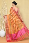 Shop_Nazaakat by Samara Singh_Multi Color Saree Banarasi Cotton Silk Woven Pattern With Running Blouse_at_Aza_Fashions