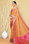 Buy_Nazaakat by Samara Singh_Multi Color Saree Banarasi Cotton Silk Woven Pattern With Running Blouse_Online_at_Aza_Fashions