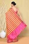 Shop_Nazaakat by Samara Singh_Multi Color Saree Banarasi Cotton Silk Woven Linear With Running Blouse_at_Aza_Fashions