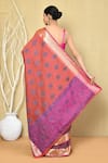 Shop_Nazaakat by Samara Singh_Orange Saree Banarasi Cotton Silk Woven Tear Drop Pattern With Running Blouse_at_Aza_Fashions