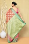 Shop_Nazaakat by Samara Singh_Multi Color Saree Banarasi Cotton Silk Woven Blossom With Running Blouse_at_Aza_Fashions