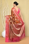 Shop_Nazaakat by Samara Singh_Multi Color Saree Banarasi Cotton Silk Woven Florette With Running Blouse_at_Aza_Fashions