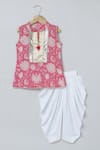 Buy_Byb Premium_Pink Pure Cotton Printed Floral Kurta And Dhoti Pant Set _at_Aza_Fashions