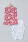 Shop_Byb Premium_Pink Pure Cotton Printed Floral Kurta And Dhoti Pant Set _at_Aza_Fashions