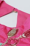 Byb Premium_Pink Bangalore Silk Embroidered Lotus Top And Layered Skirt Set _at_Aza_Fashions