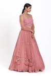 Buy_Nitisha Kashyap Official_Pink Silk Hand Embroidered Cutdana Square Neck Blouse Lehenga Set  _Online_at_Aza_Fashions