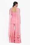 Shop_Nitisha Kashyap Official_Pink Silk Hand Embroidered Sequins Halter Straight Kurta Sharara Set _at_Aza_Fashions