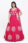 Buy_Nitisha Kashyap Official_Fuchsia Silk Hand Embroidered Cutdana Sweetheart Anarkali With Dupatta _at_Aza_Fashions