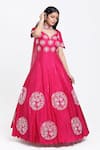 Nitisha Kashyap Official_Fuchsia Silk Hand Embroidered Cutdana Sweetheart Anarkali With Dupatta _Online_at_Aza_Fashions