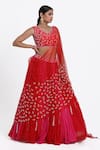 Buy_Nitisha Kashyap Official_Red Silk Hand Embroidered Cutdana V Neck Mirror Blouse Lehenga Set _at_Aza_Fashions