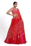 Nitisha Kashyap Official_Red Silk Hand Embroidered Cutdana V Neck Mirror Blouse Lehenga Set _Online_at_Aza_Fashions