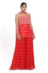 Nitisha Kashyap Official_Red Silk Hand Embroidered Beads Sweetheart Kurta Sharara Set  _Online_at_Aza_Fashions