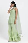 Buy_Nitisha Kashyap Official_Green Silk Hand Embroidered Cutdana Round Resham Kurta Sharara Set  _Online_at_Aza_Fashions