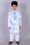 Buy_LIL DRAMA_Blue 100% Cotton Printed Floral Mirror Embroidered Kurta And Pant Set_at_Aza_Fashions