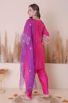 Shop_Surabhi Arya_Pink Bamberg Silk Embroidered Floral And Gota Work Kurta Dhoti Pant Set _at_Aza_Fashions