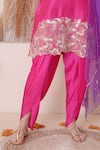 Buy_Surabhi Arya_Pink Bamberg Silk Embroidered Floral And Gota Work Kurta Dhoti Pant Set 