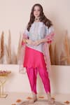 Buy_Surabhi Arya_Multi Color Chanderi Silk Embroidered Thread Zari Cutwork Kurta Dhoti Pant Set_at_Aza_Fashions