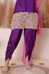 Surabhi Arya_Purple Bamberg Silk Embroidered Floral Cutwork Kurta Dhoti Pant Set _Online