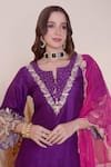 Surabhi Arya_Purple Bamberg Silk Embroidered Sequin Cutwork Kurta Dhoti Pant Set _Online_at_Aza_Fashions