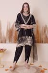 Surabhi Arya_Black Bamberg Silk Embroidered And Floral Cutwork Kurta Dhoti Pant Set _Online_at_Aza_Fashions