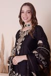 Shop_Surabhi Arya_Black Bamberg Silk Embroidered Zari Floral And Gota Kurta Sharara Set _Online_at_Aza_Fashions