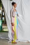 Pooja Bagaria_Multi Natural Crepe Block Deep Strappy Handkerchief Maxi Dress _Online_at_Aza_Fashions