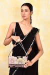 Buy_Kreivo by Vamanshi Damania_Wine Sequin Floral Embroidered Envelope Bag _at_Aza_Fashions