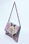 Buy_Kreivo by Vamanshi Damania_Wine Sequin Floral Embroidered Envelope Bag _Online_at_Aza_Fashions