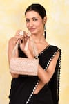 Buy_Kreivo by Vamanshi Damania_Pink Bead Checkered Bucket Bag _at_Aza_Fashions