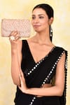 Buy_Kreivo by Vamanshi Damania_Pink Bead Checkered Bucket Bag 