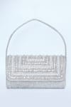 Kreivo by Vamanshi Damania_Silver Bead And Crystal Embroidered Envelope Bag _Online_at_Aza_Fashions