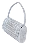 Buy_Kreivo by Vamanshi Damania_Silver Bead And Crystal Embroidered Envelope Bag _Online_at_Aza_Fashions