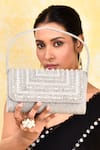 Kreivo by Vamanshi Damania_Silver Bead And Crystal Embroidered Envelope Bag _at_Aza_Fashions