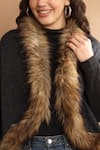 Shop_MODARTA_Black Wool Fur Border Shawl_Online_at_Aza_Fashions