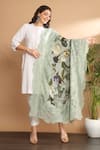 MODARTA_Green Print Wool Floral Shawl_Online_at_Aza_Fashions