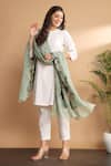 MODARTA_Green Print Wool Floral Shawl_at_Aza_Fashions
