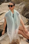 MODARTA_White Hand Embroidery Ombre Stole _Online_at_Aza_Fashions