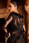 Buy_Awigna_Black Pure Organza Embroidered Applique Azalea Floral Pant Set _Online_at_Aza_Fashions