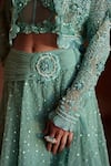Awigna_Green Pure Organza Embroidered Floral Motifs Nahar Jacket Lehenga Set _Online_at_Aza_Fashions