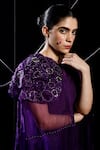 Eclat by Prerika Jalan_Purple Mysore Silk Embroidery Pearls Twist Cosmic Embellished Jacket Pant Set _Online_at_Aza_Fashions