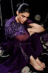 Shop_Eclat by Prerika Jalan_Purple Mysore Silk Embroidery Pearls Twist Cosmic Embellished Jacket Pant Set _Online_at_Aza_Fashions