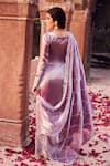 LASHKARAA_Purple Organza Embroidered Zari V-neck Floral Thread Kurta Palazzo Set_Online_at_Aza_Fashions