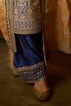 Buy_LASHKARAA_Blue Satin Embroidered Zari V-neck Blossom Thread Kurta Pant Set_Online_at_Aza_Fashions