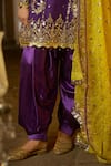 Buy_LASHKARAA_Purple Organza Embroidered Zari Round Kurta Set With Contrast Dupatta_Online_at_Aza_Fashions