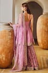 LASHKARAA_Pink Tabby Silk Embroidered Zari Round Peplum Kurta Gharara Set_Online_at_Aza_Fashions