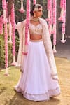 Buy_LASHKARAA_White Silk Embroidery Zari Sweetheart Neck Lehenga Blouse Set _at_Aza_Fashions