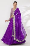 Shop_Vvani by Vani Vats_Purple Embroidery Sequin V Neck Lehenga Set _Online_at_Aza_Fashions